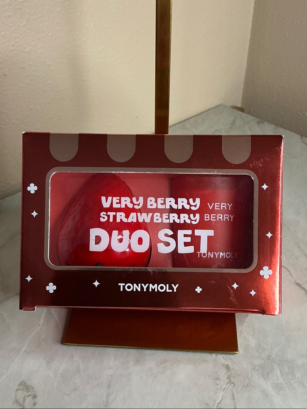 TONYMOLY Very Berry Strawberry Duo Set - Candle and Strawberry Shaped Hand Cream